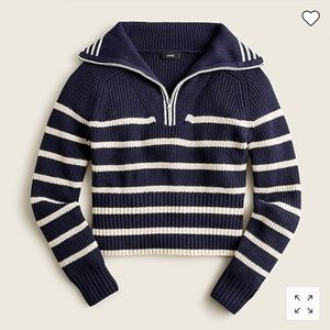 “Cotton Cashmere pullover in Stripe” Navy Half quarter zip size extra small